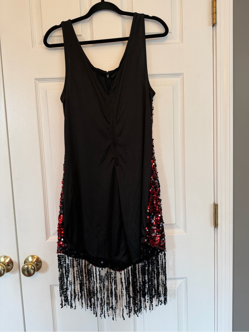 Dreamgirl Red and Black Sequin Fringe Mini Dress - Picture 2 of 4